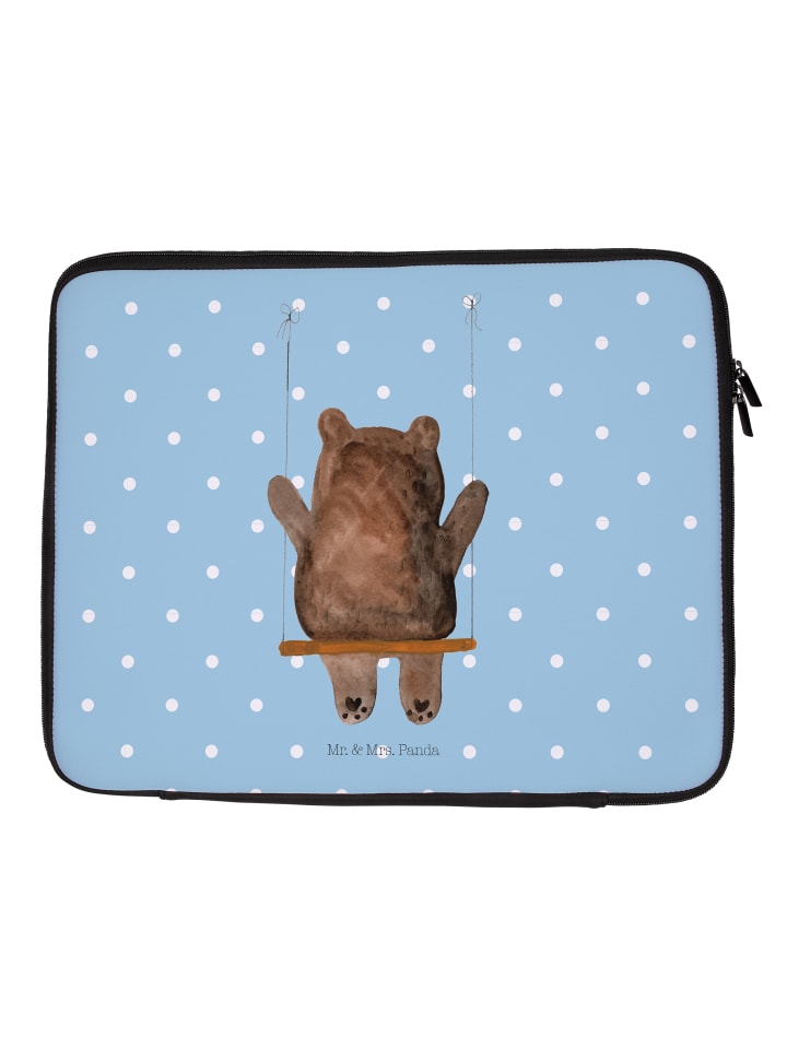Laptop Tasche Bär Schaukel ohne Spruch in Blau Pastell
