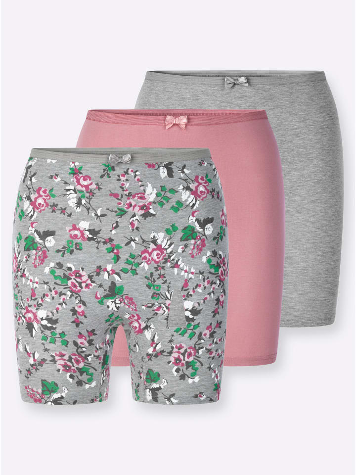 Longpanty in grau-meliert-bedruckt + grau-meliert + altrosa