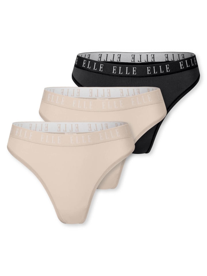 Tanga Thong - ELLE LOGO in Black, beige, beige