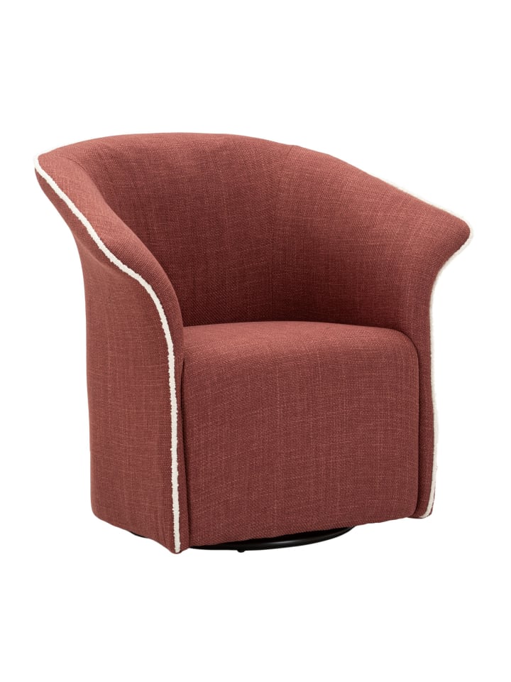 Drehsessel in bordeauxrotem Stoff, 83,5 x 66 x 80 cm