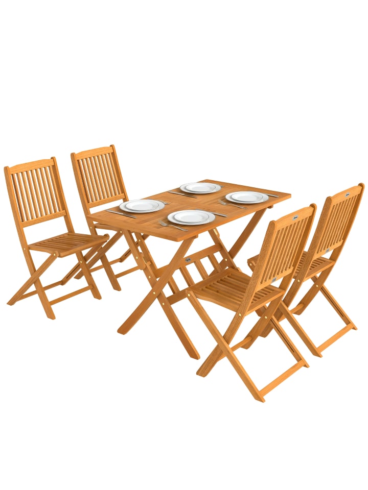 Outdoor Essgruppe in Naturholz 120L x 70B x 75H cm