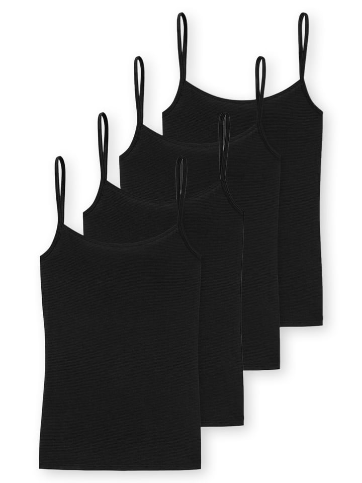 Spaghetti Top Modal Essentials in Schwarz