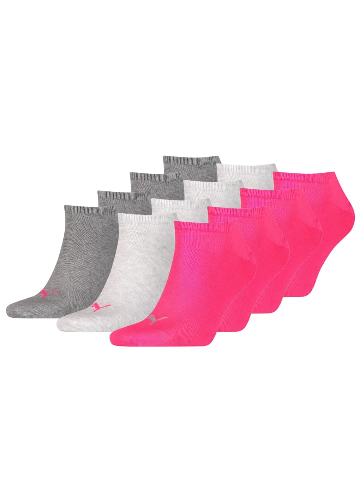 Socken PUMA UNISEX SNEAKER PLAIN 12P in 656 - middle grey mélange/pink