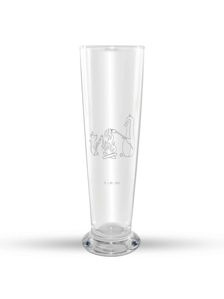 Weißbierglas Pinguin Lagerfeuer ohne Spruch in Transparent