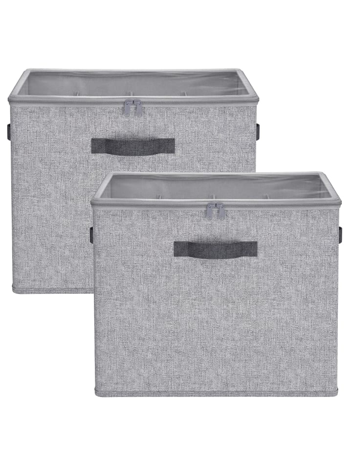 2er-Set: Aufbewahrungsbox Tina in Grau - (B)43 x (H)32 x (T)43 cm