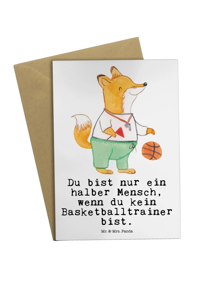 Grußkarte Basketballtrainer Herz mit Spruch in Weiß