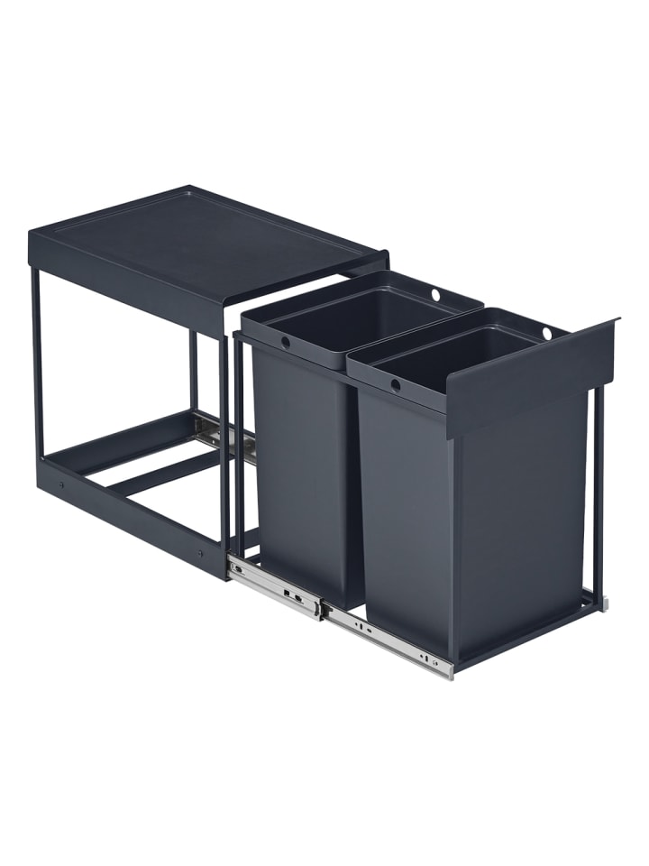 Mülleimer Petaja in Grau - (B)36.2 x (H)44 x (T)48.6 cm - 2 x 20 L