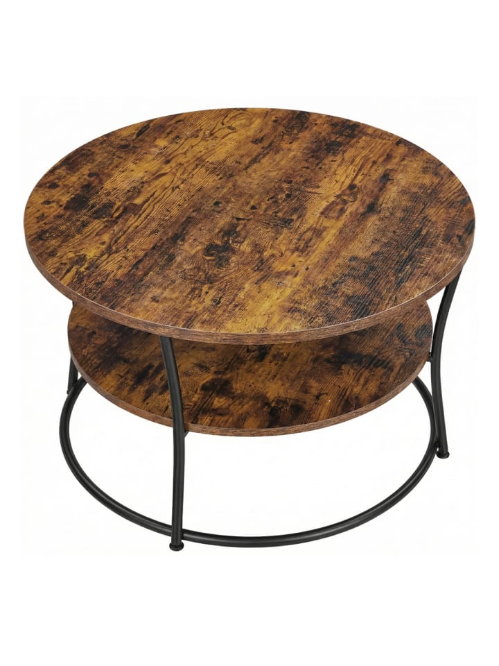 Couchtisch Dacey-old in Vintagebraun-Schwarz - (B)80 x (H)46.5 x (T)80 cm