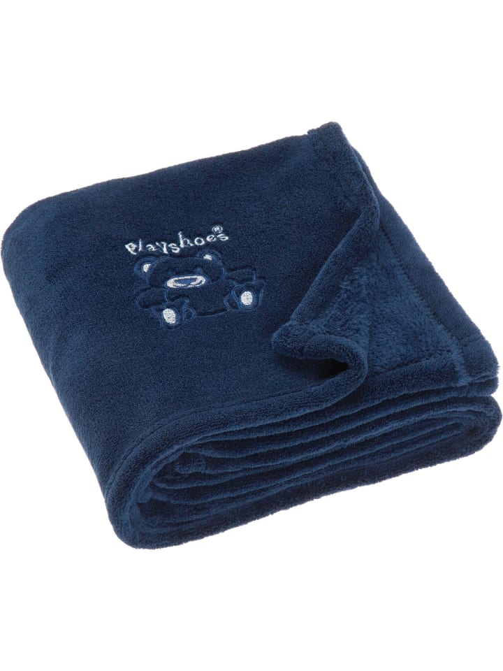 Fleece-Decke Bär in Marine