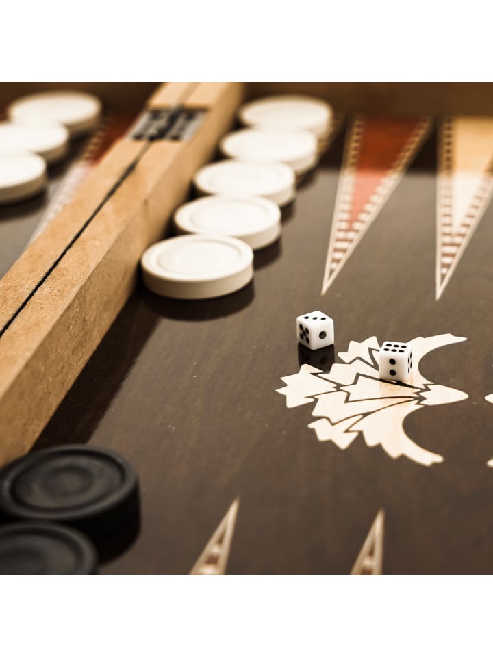 Backgammon Brettspiel aus Holz – Kaplama Tavla in Braun