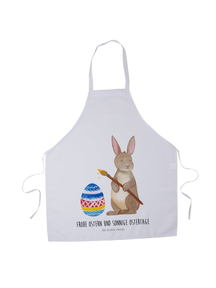 Schürze Hase Eier Malen mit Spruch in Weiß