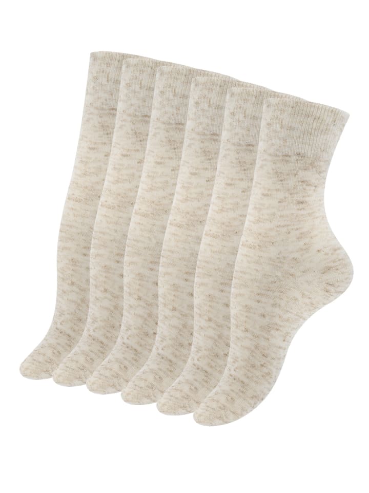 Leinen Socken - Natur 6 Paar in Beige