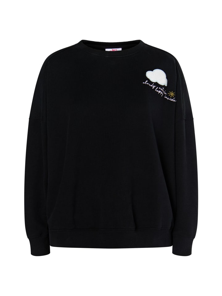 Damen Sweatshirt Mit Applikation in Schwarz