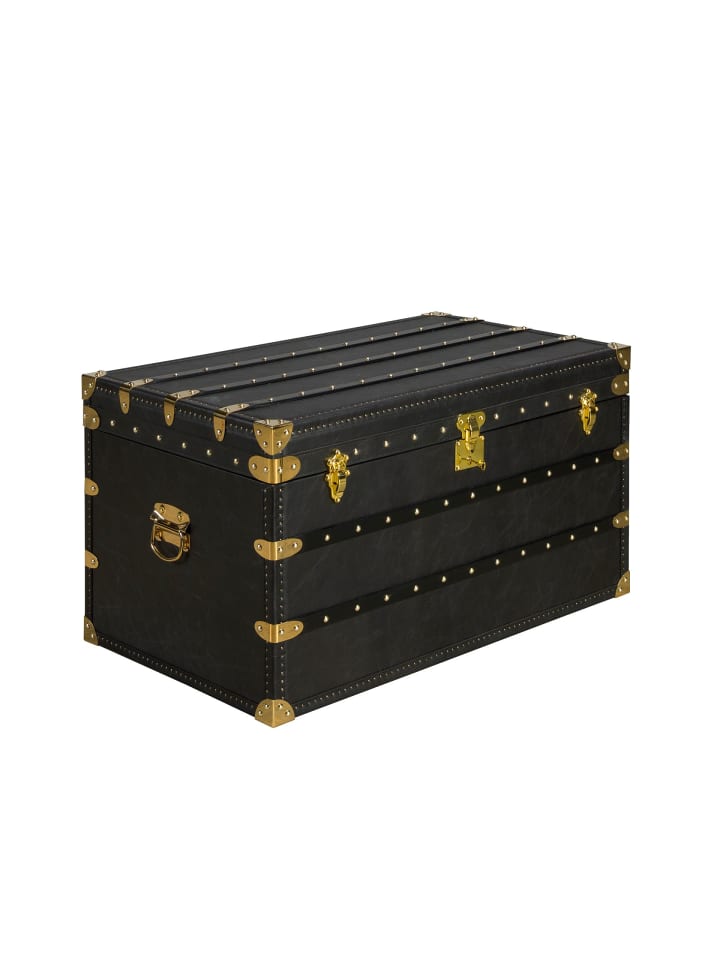 Truhe 5159 in Schwarz / Gold – (B)93 x (H)54 x (T)50 cm