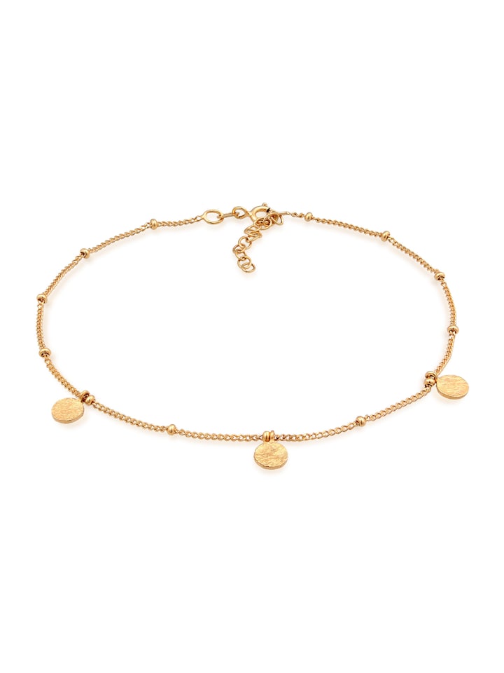 Fußschmuck 925 Sterling Silber Kreis, Kugel, Plättchen in Gold