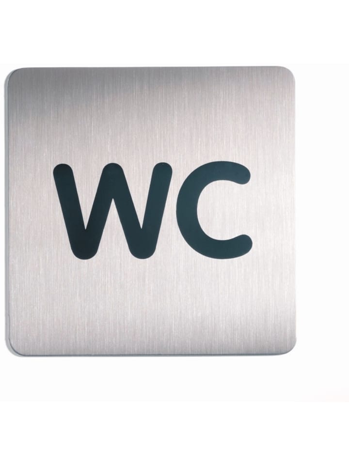 Türschild Picto quadratisch 'WC' 150x150mm metallic silber