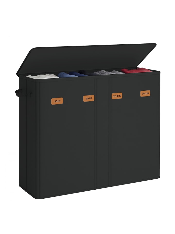 Wäschekorb Tina in Schwarz - (B)33 x (H)75 x (T)84 cm
