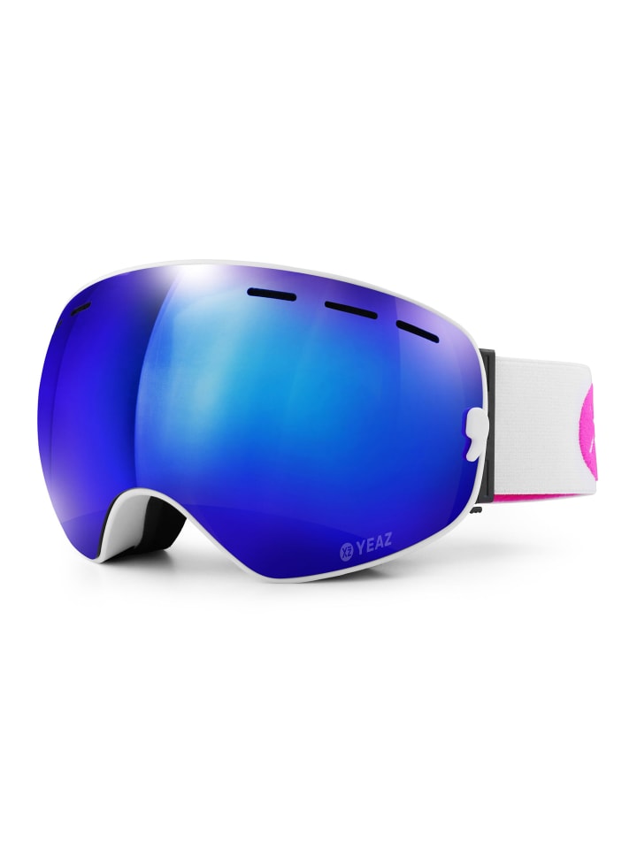 XTRM-SUMMIT Ski- Snowboardbrille mit Rahmen blau/pink verspiegelt in weiß