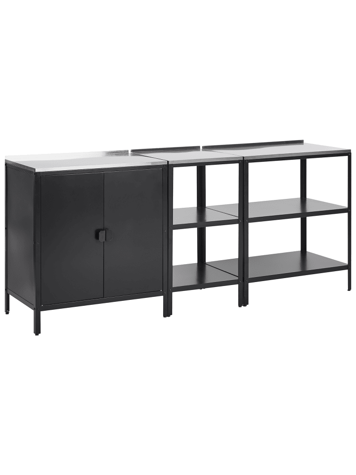 3er-Set Gartenküche VILAMA in Schwarz/Silber