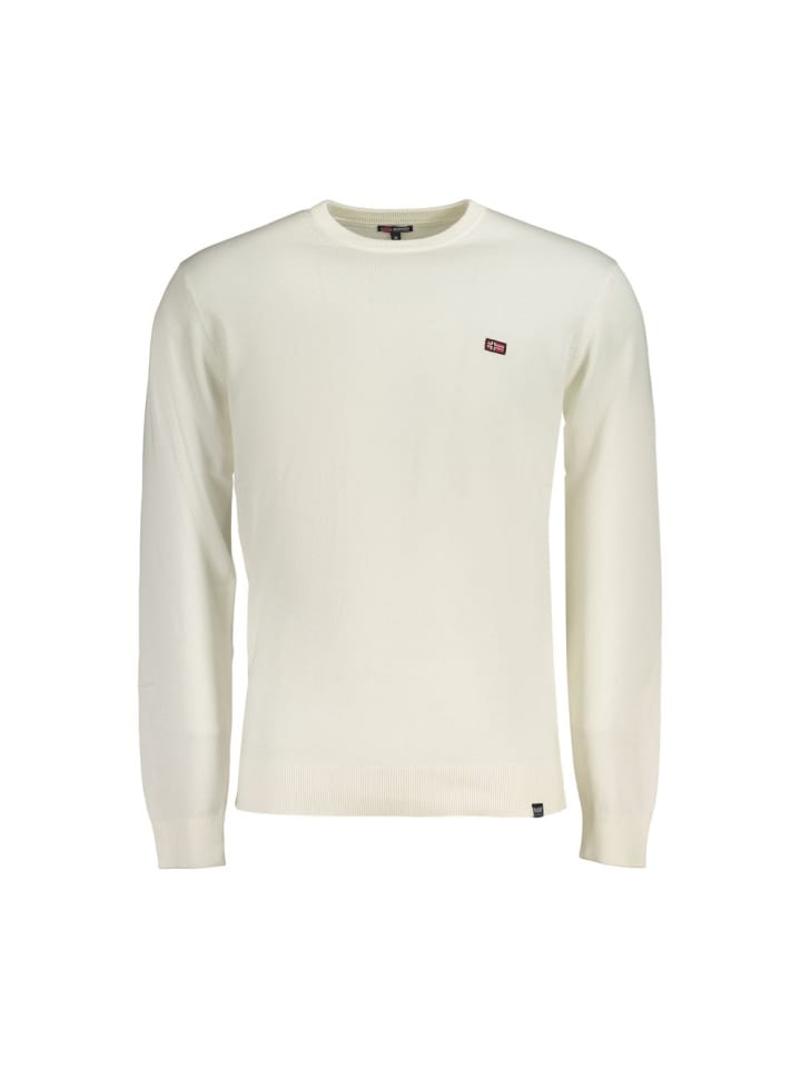 Weiß Baumwolle Herren Pullover