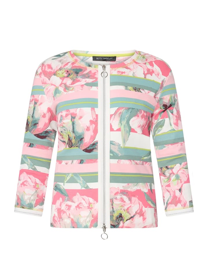 Shirtjacke mit Rippenstruktur in Rosé/Cream