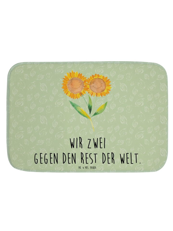 Badezimmerteppich Blume Sonnenblume mit Spruch in Blattgrün
