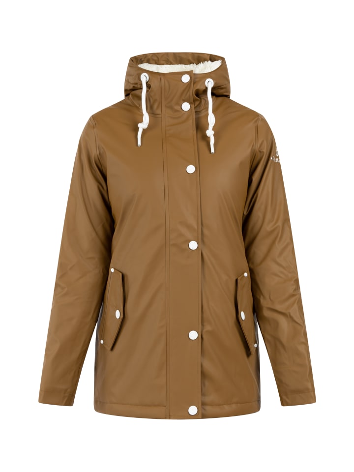 Damen Regenjacke Mit Teddyfutter in Dunkelsand