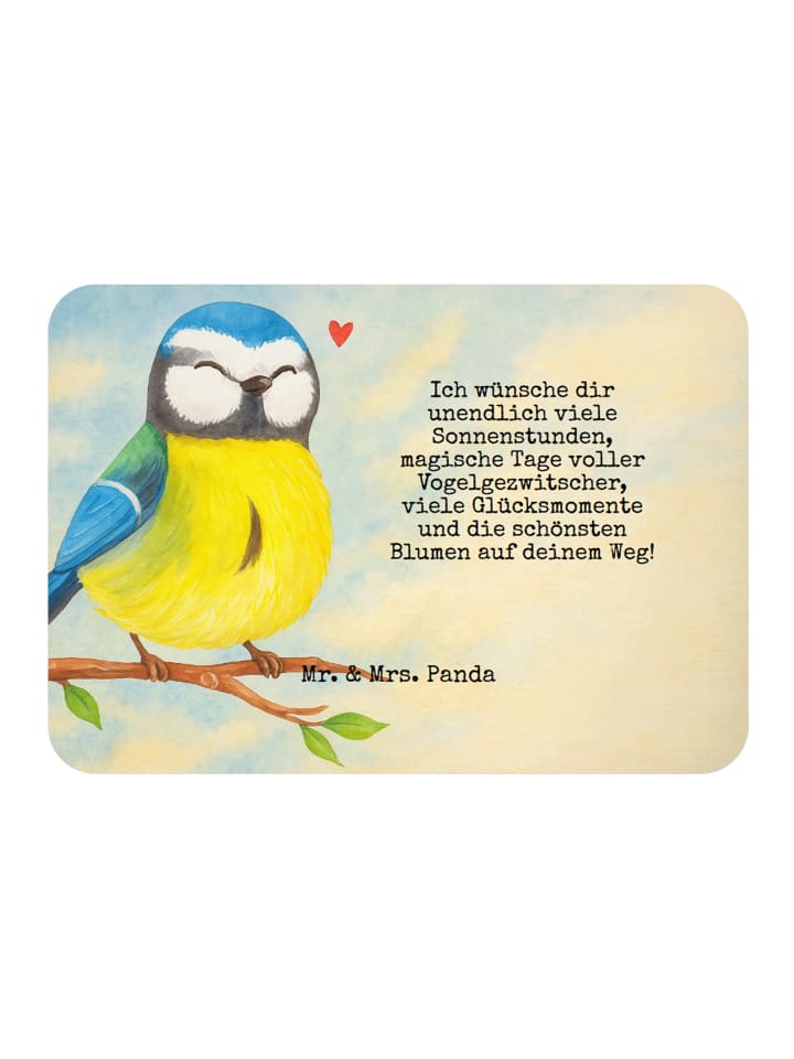 Magnet Vogel Blaumeise Design mit Spruch in Weiß