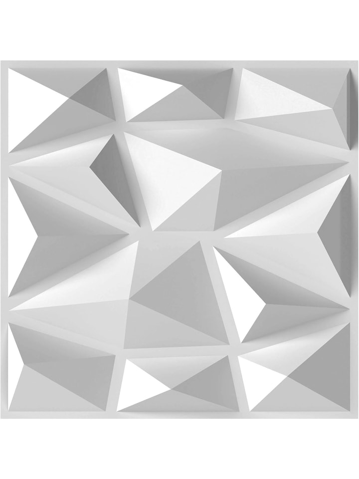 50 Stück 3D Wandpaneele Diamant 30x30cm in Weiß