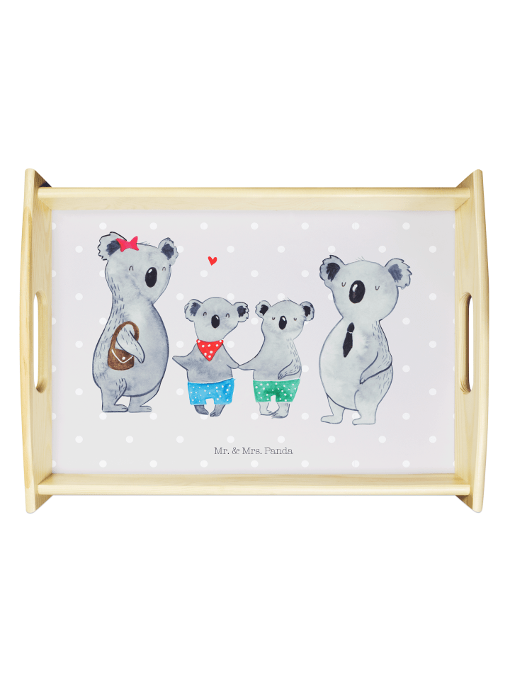 Serviertablett Koala Familie zwei ohne Spruch in Grau Pastell