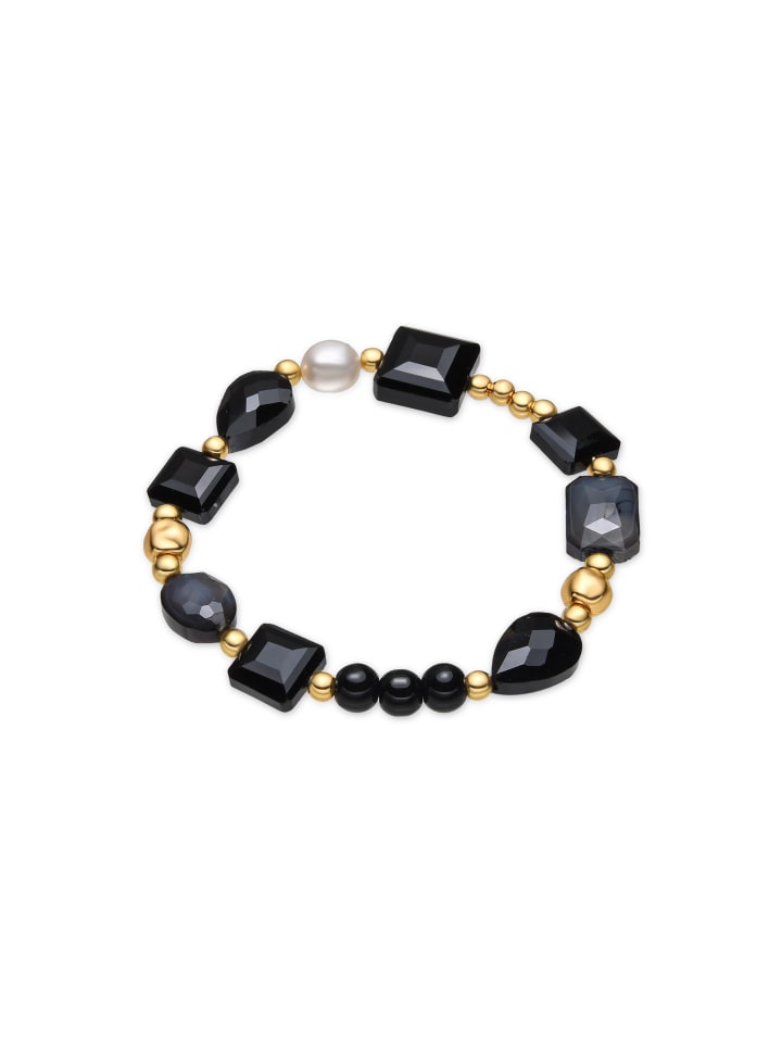 Armband aus schwarzem Harz mit 18-karätiger Goldveredelung – Nyste
