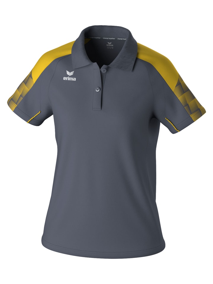 Damen Poloshirt in slate grey/gelb