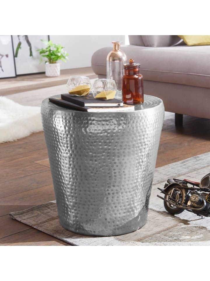 Beistelltisch in Silber / Aluminium / 41x41x41