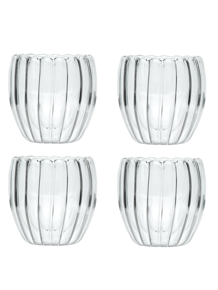 Doppelwandiges Thermo Glas Teeglas Kaffeeglas in 4x 190ml Transparent