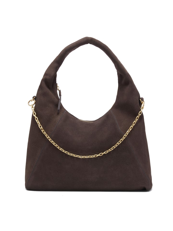 Jade Cozy Chain Schultertasche Leder 38 cm dark brown