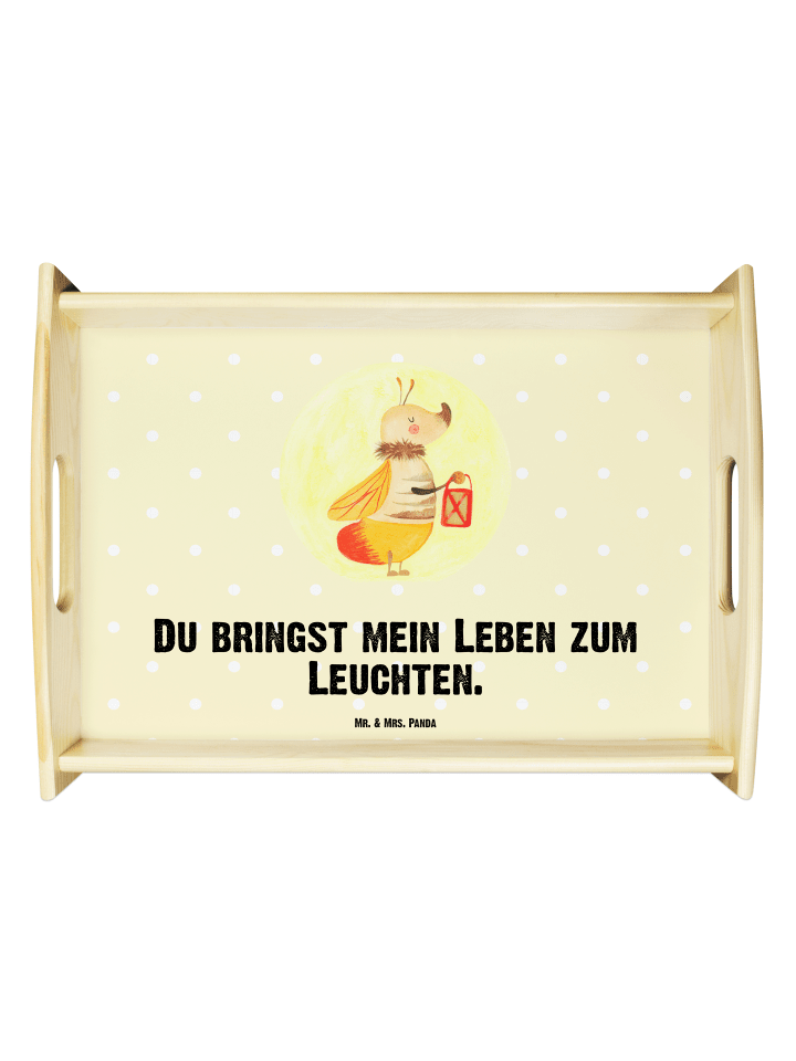 Tablett Glühwürmchen mit Spruch in Gelb Pastell