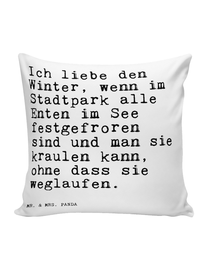 Sofakissen Ich liebe den Winter,... mit Spruch in Weiß