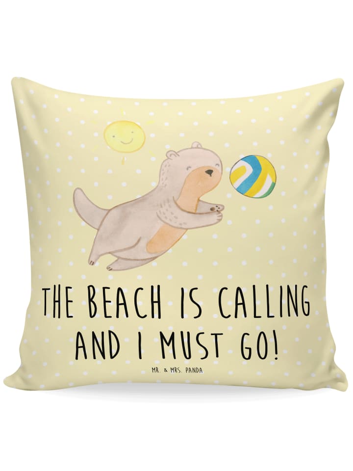Kissen Sommer Meer Strand mit Spruch in Gelb Pastell