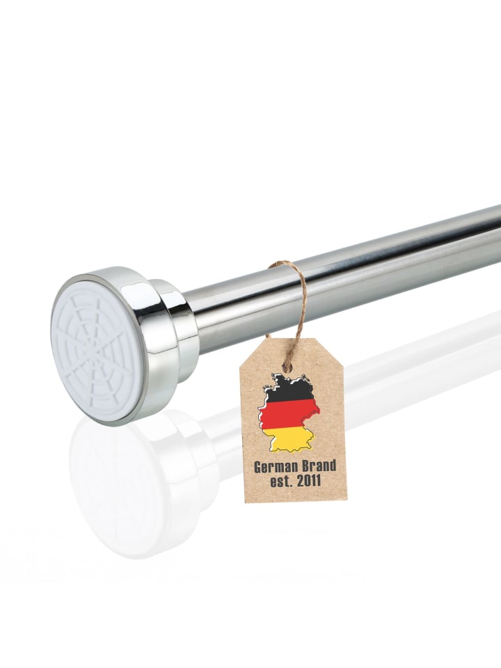 Duschvorhangstange Teleskopstange Ausziehbar Edelstahl in 55 - 85 cm (Silber)