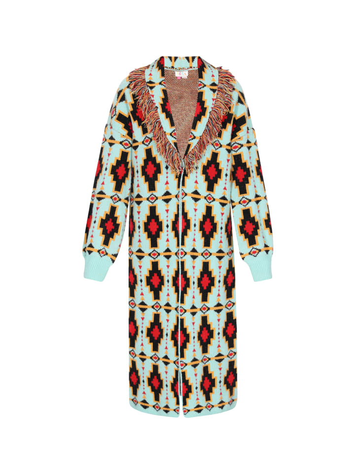 Women Cardigan in turquoise multicolor