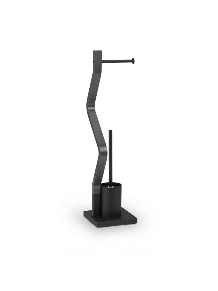 WC Garnitur Schwarz/ Grau - (B)18,5 x (H)75 x (T)18,5 cm