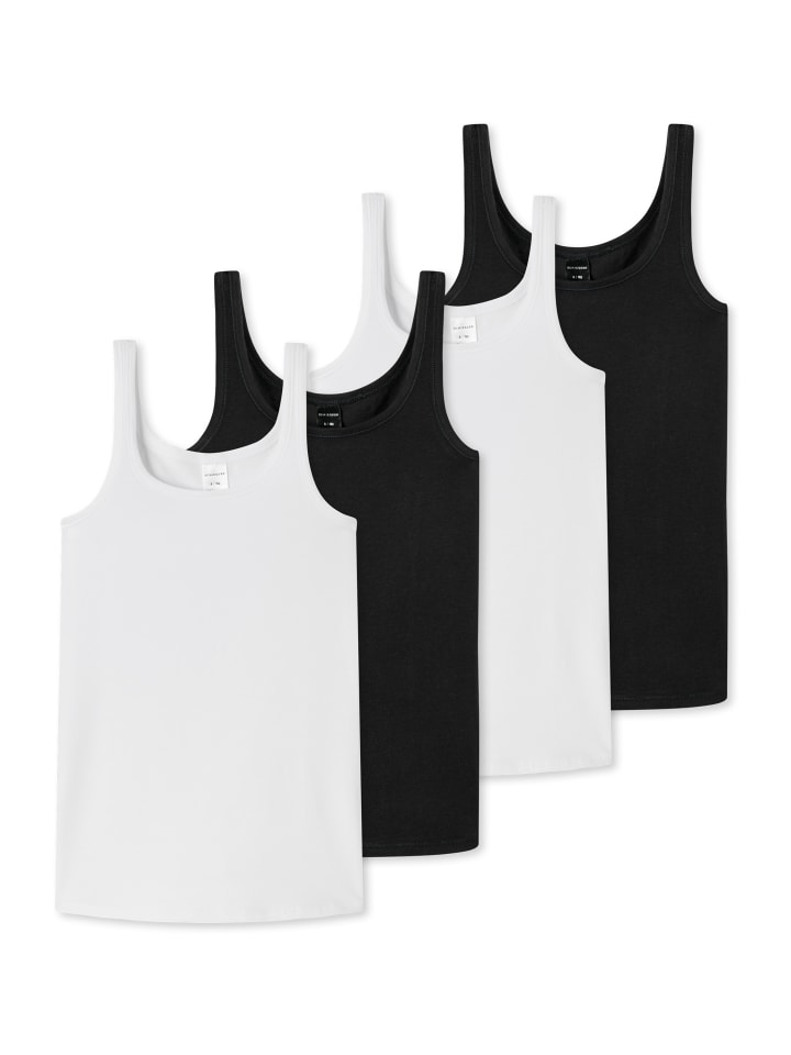 Unterhemd / Top Teens Girls 95/5 Cotton in Schwarz / Weiß