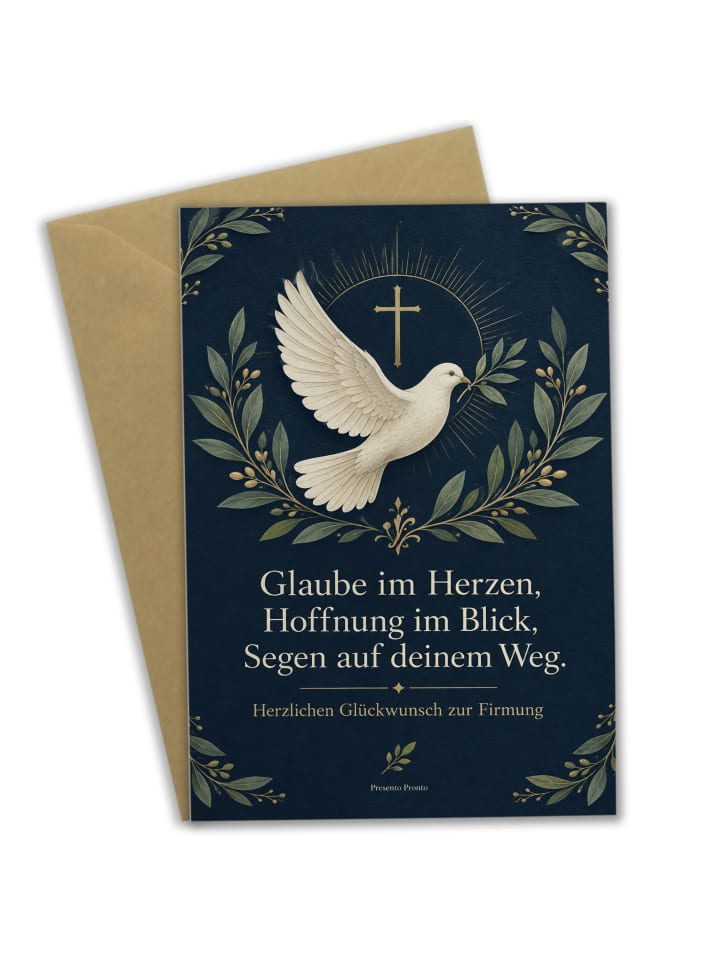 Grußkarte Taube festlich Design mit Spruch in Weiß