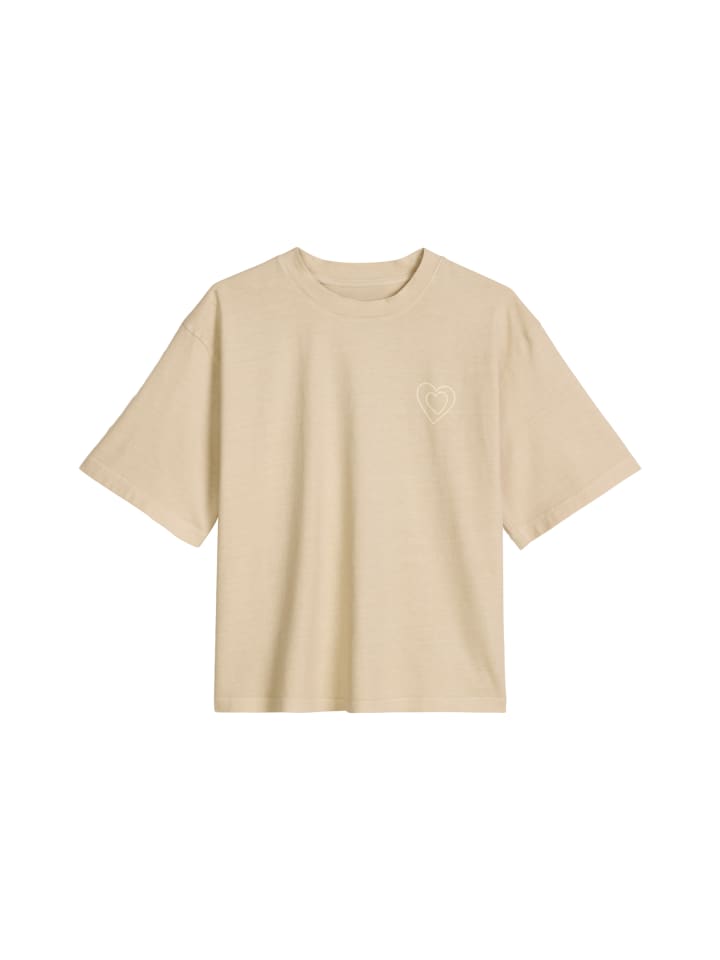 Logo-T-Shirt regular in Linen Beige