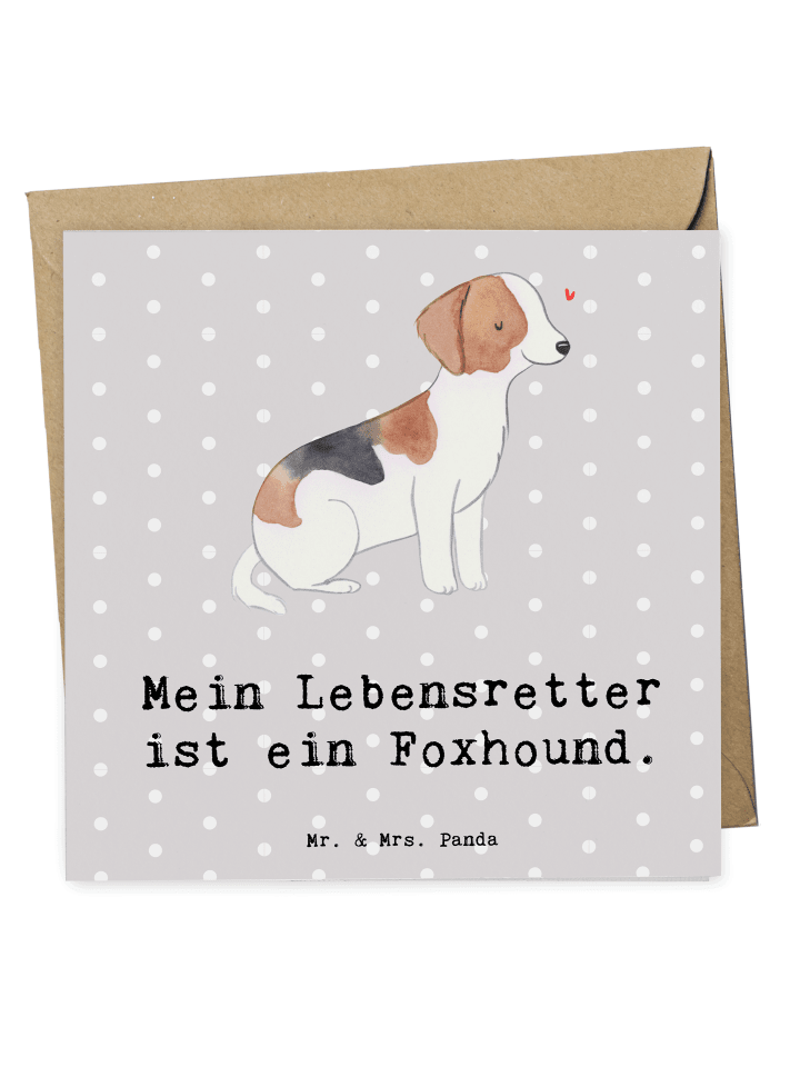 Deluxe Karte Foxhound Lebensretter mit Spruch in Grau Pastell