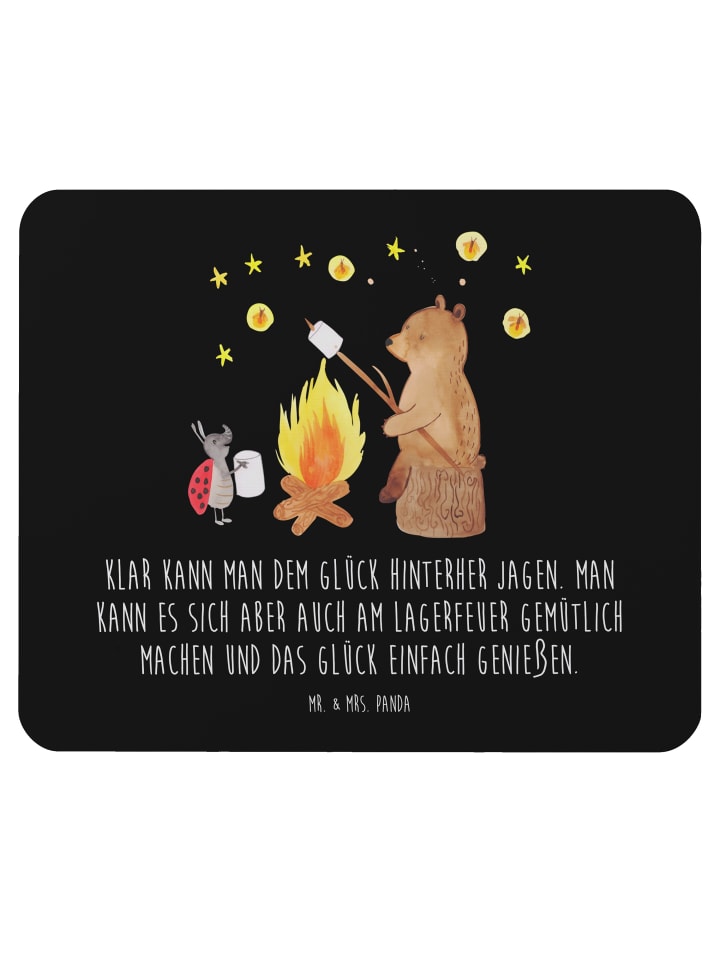 Maus Pad Bär & Marienkäfer Lagerfeuer mit Spruch in Schwarz