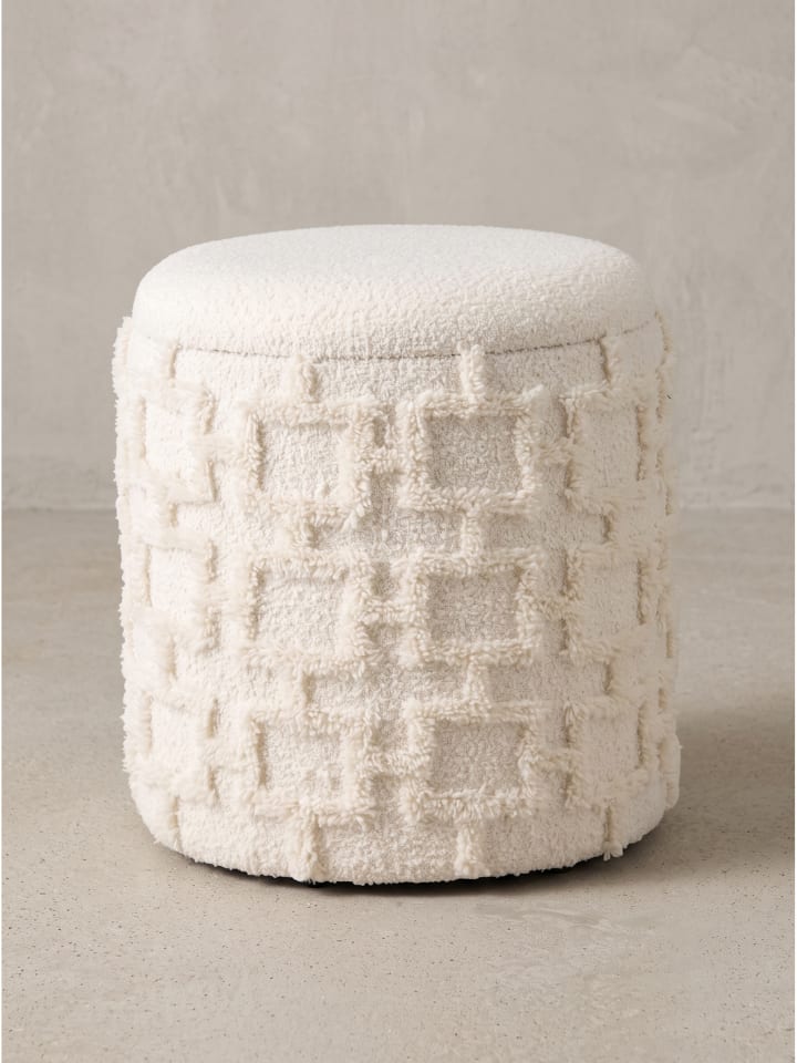 Sitzhocker Stoff, 80 % Polyester, 20 % Wolle, Skandinavisch