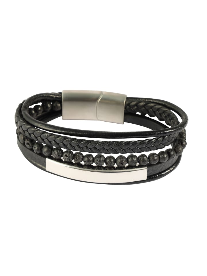 Herren Armband – Lederarmband aus Leder 21 cm in schwarz