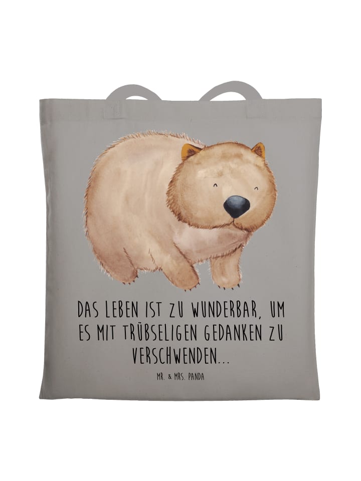 Tasche Wombat mit Spruch in Light Grey
