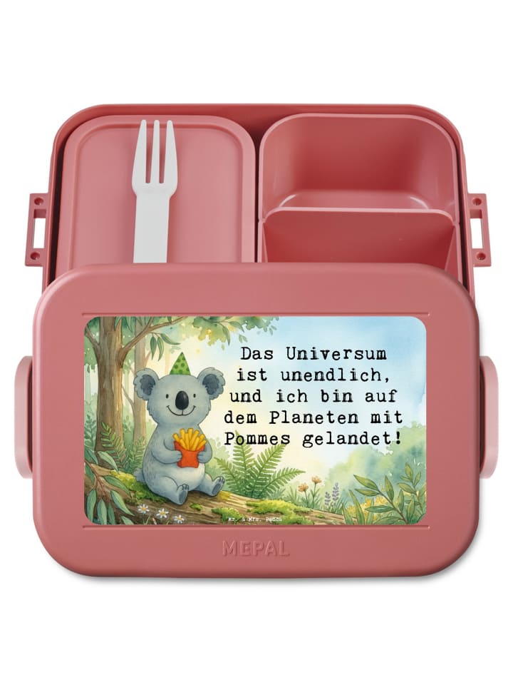 Bentobox Koala Pommes Design mit Spruch in Rot Pastell